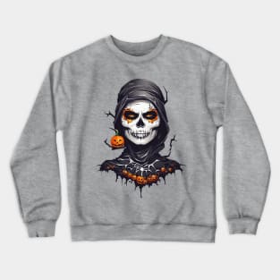 Halloween Black Cloaked Skeleton AI Art Crewneck Sweatshirt